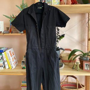 Big Bud Press Medium Short Sleeve Jumpsuit Basic Black Cotton Twill One Piece